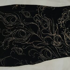 Black Dress with Gold Swirl Pattern